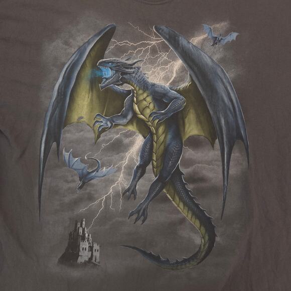 DOM Dragon Graphic Short Sleeve T Shirt Mens Size Extra Large XL Gray - Picture 4 of 9